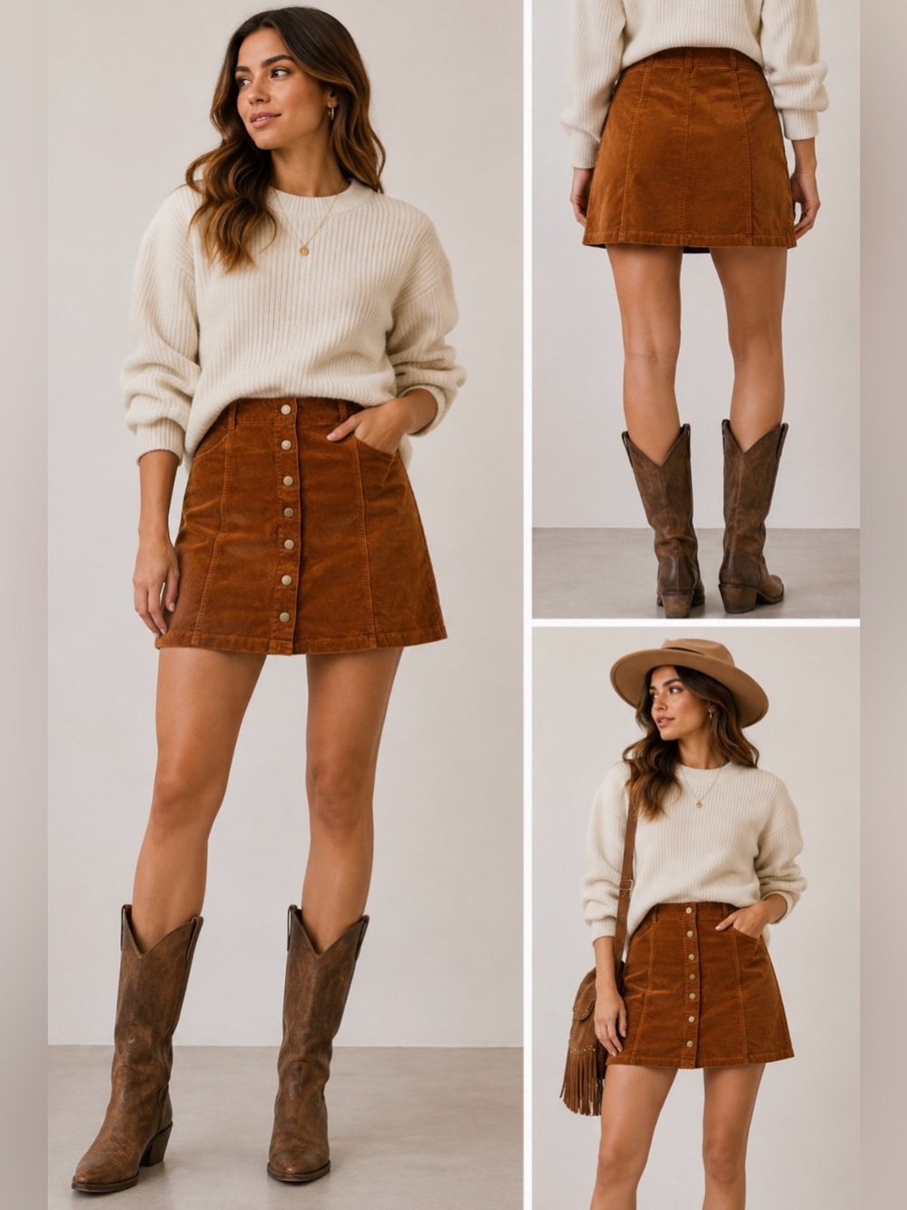 Anthropologie White Crow Corduroy Button-Front Mini Skirt Size M